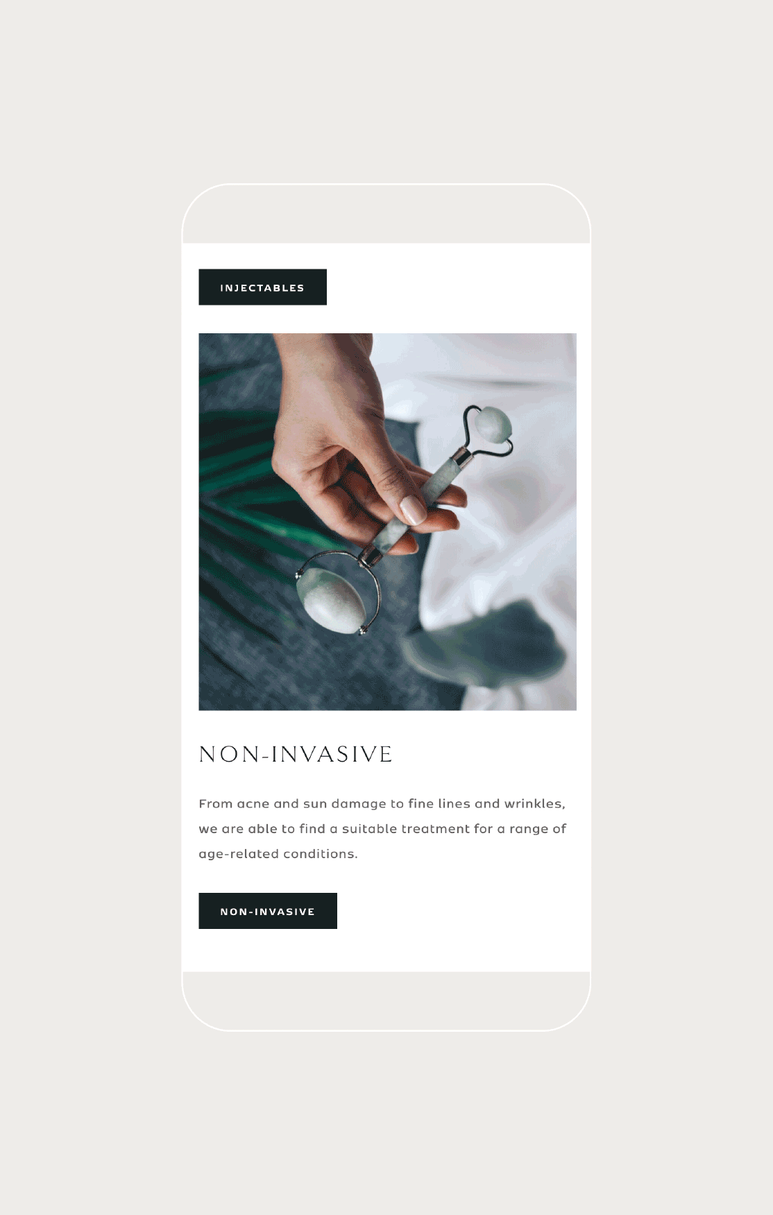 Mobile website design for luxury aesthetic brand, Vysana