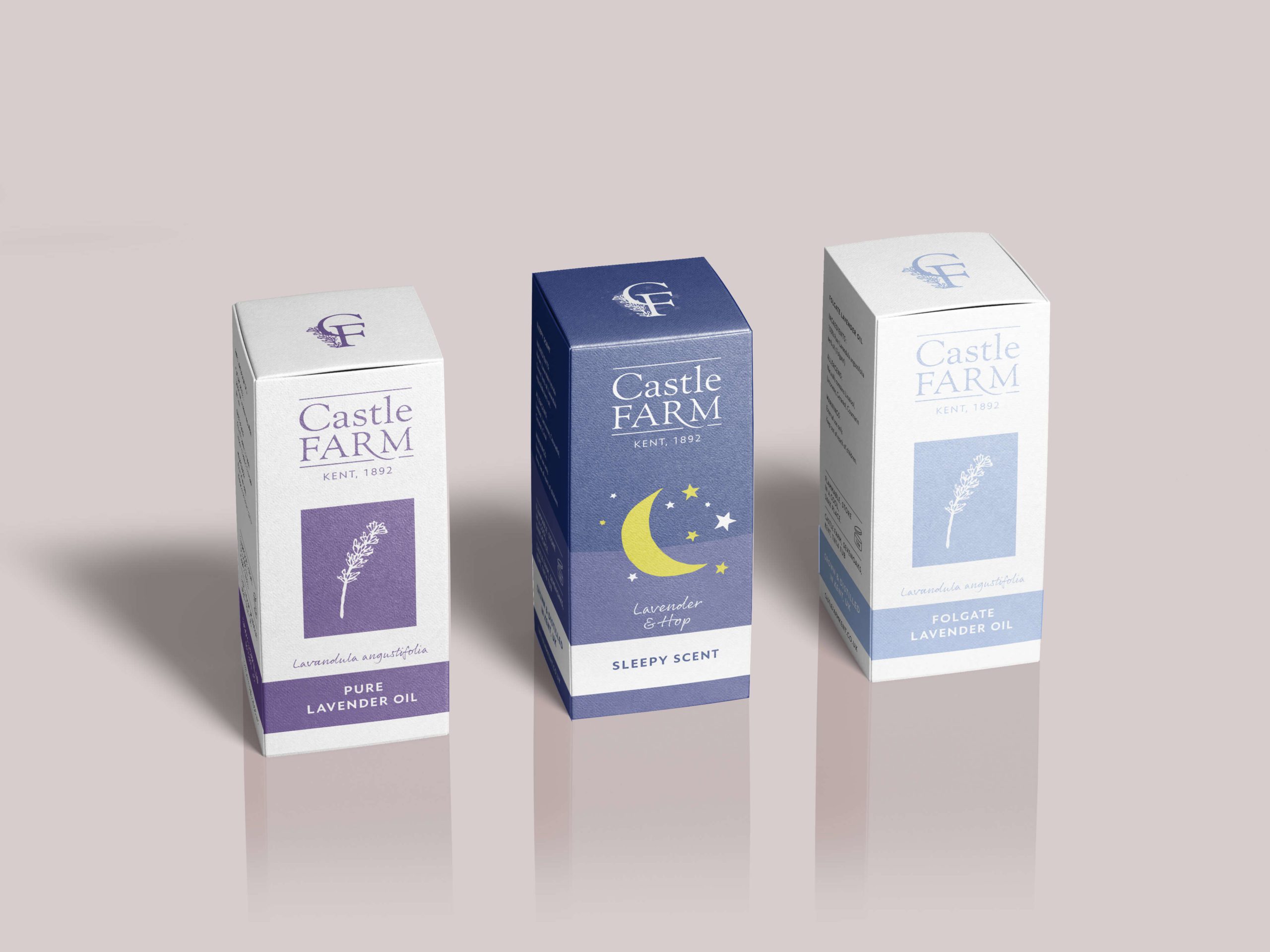Castle farm multi display of oil packging