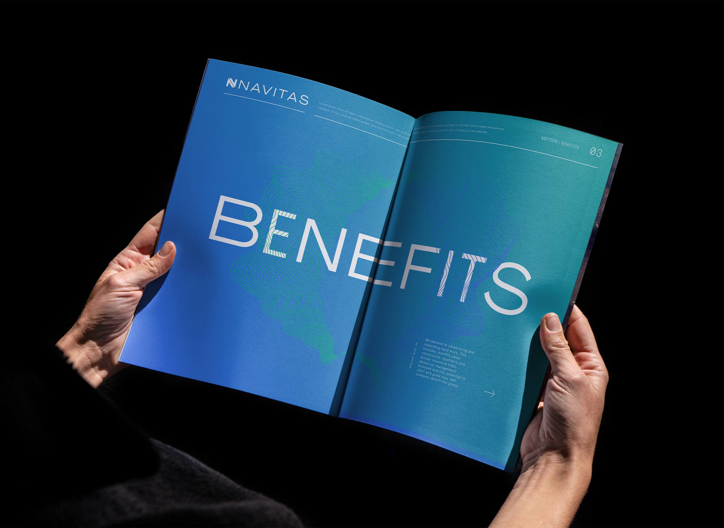 Double page spread for Navitas, recruitment company