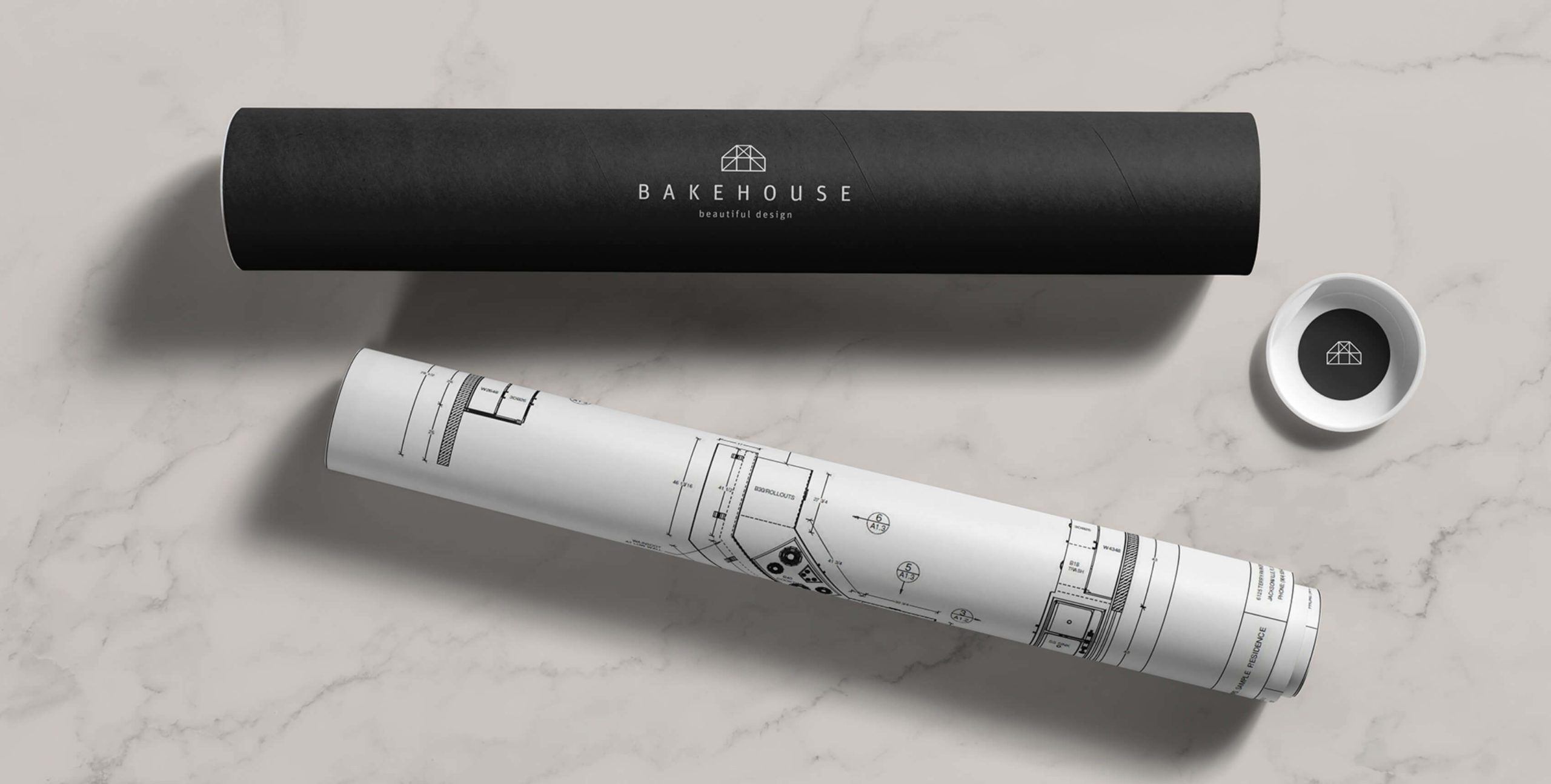 Bakehouse kitchens poster tube containing design