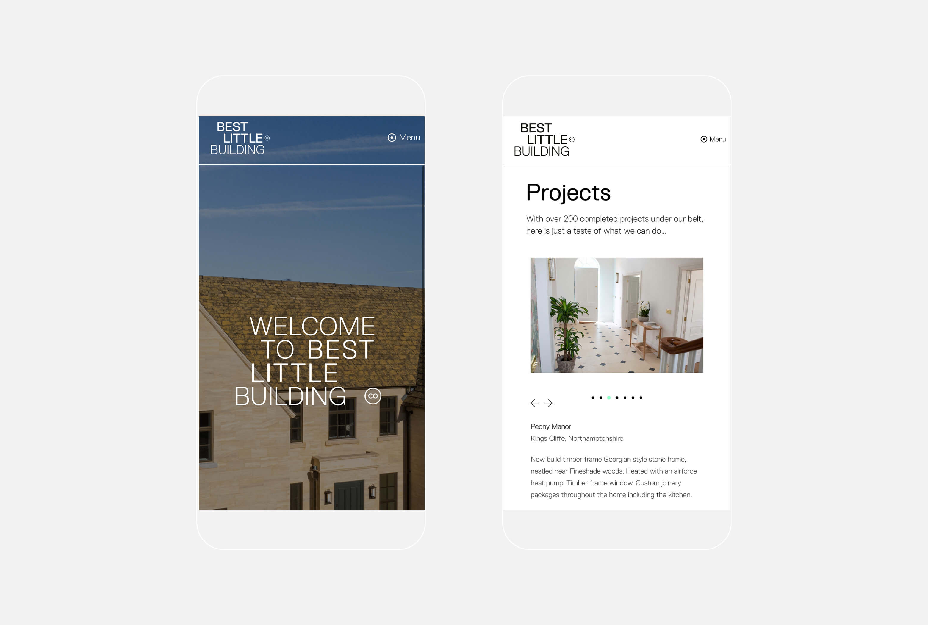 Mobile website design with two screen iamges