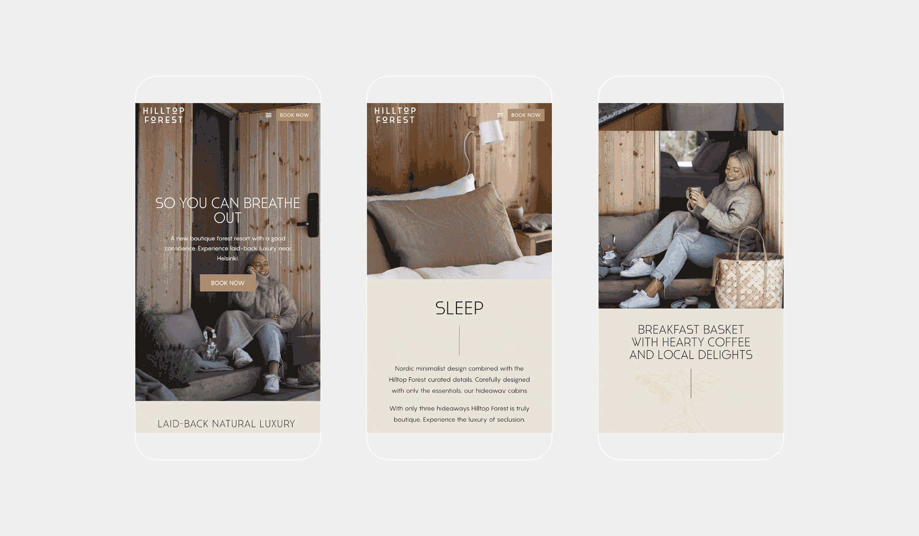 Mobile website design for Hilltop Forest retreat